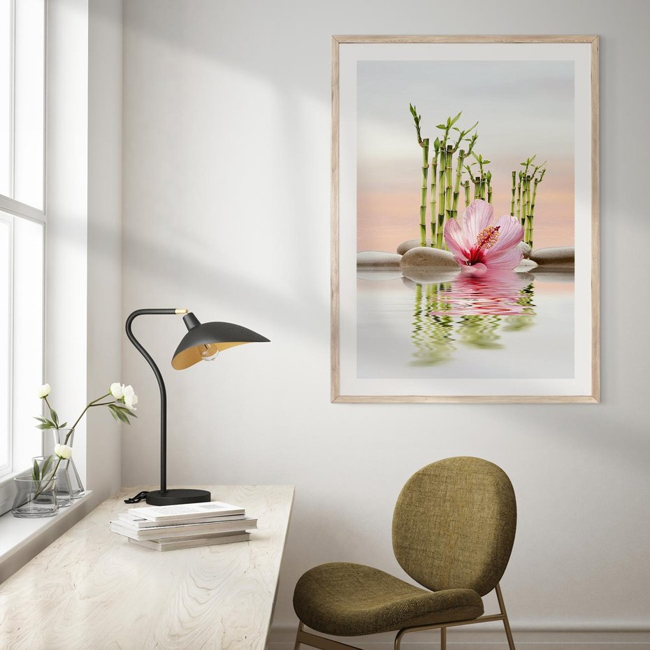 Plakat w ramie 40x50 - Harmonia i relaks - spa, bambus - rama drewno