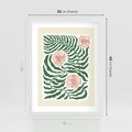 Plakat w ramie 30x40 - Migocące Wzory - abstrakcyjna kompozycja, paprocie - rama biała