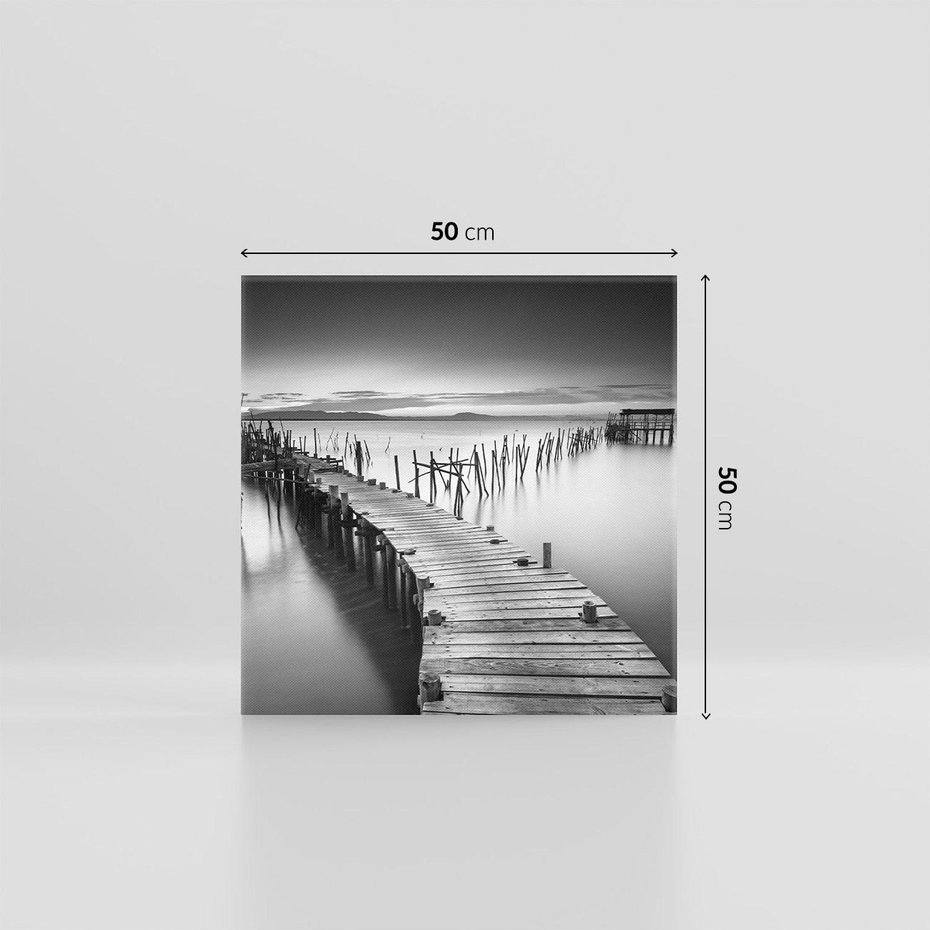 Obraz na płótnie 50x50 - Spokój natury - jezioro, molo