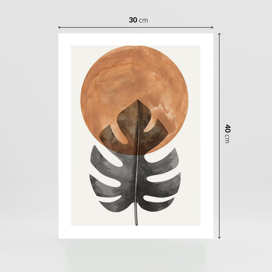 Plakat bez ramy 30x40 - Natura a Sztuka - liść monstery, czarna grafika