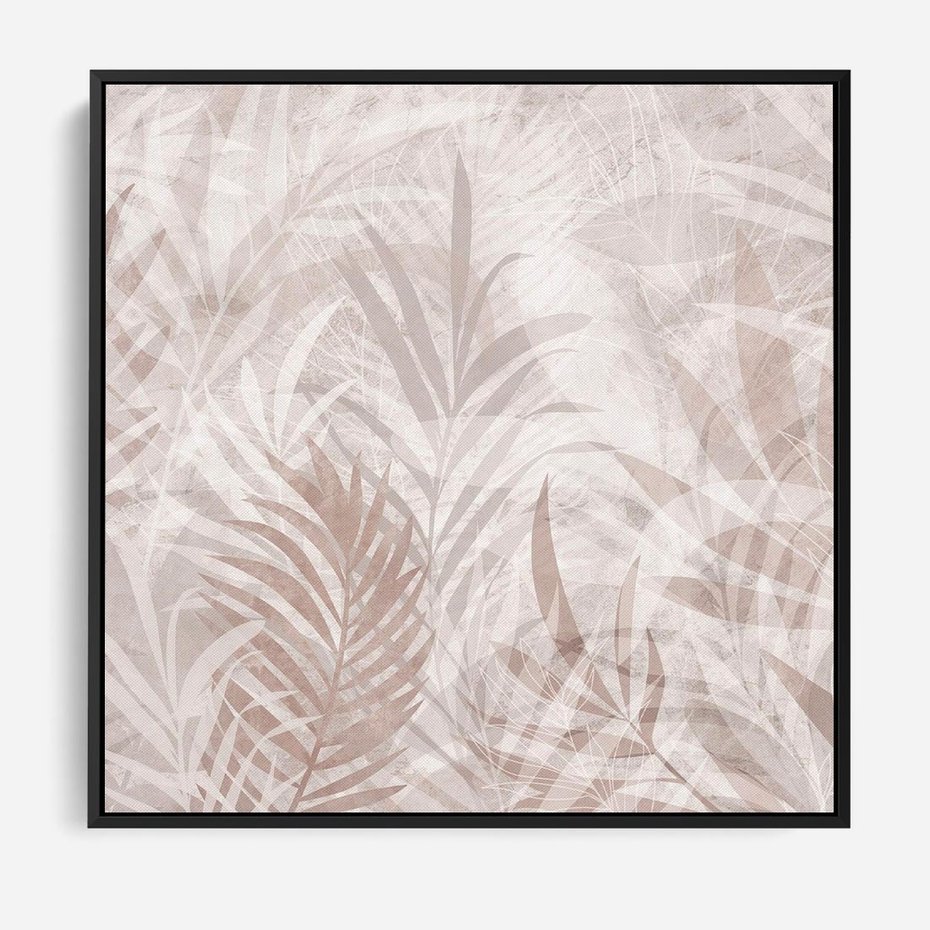 Obraz w ramie 50x50 - Pejzaż zaklętych uczuć - monochromatyczne, w odcieniach beżu - rama czarna