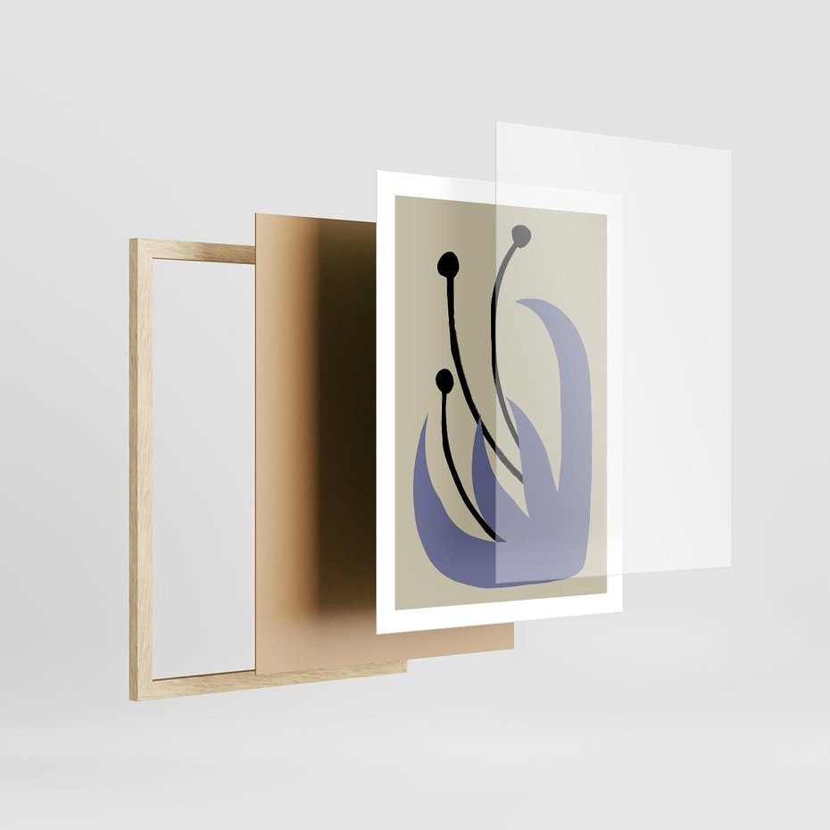 Plakat w ramie 50x70 - Bezgraniczne Przenikanie - minimalizm, boho plakat - rama drewno