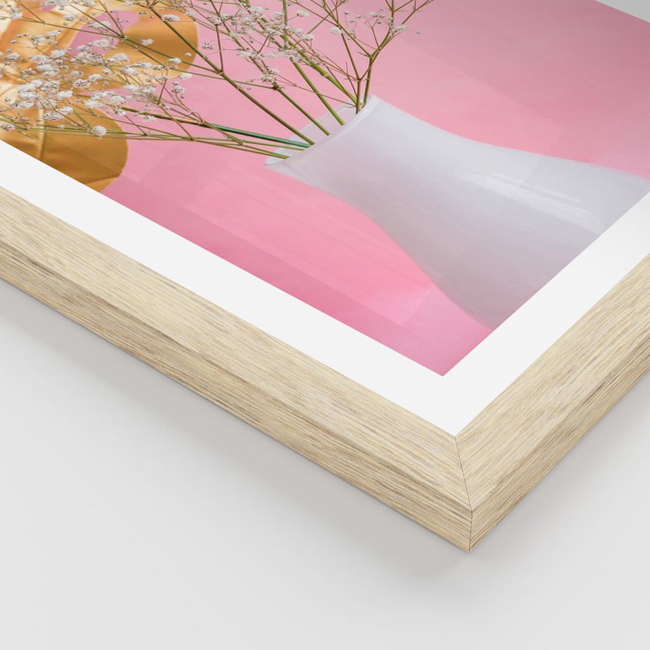 Plakat w ramie 50x70 - Przyjemność Złotej Natury - złote, liście - rama drewno