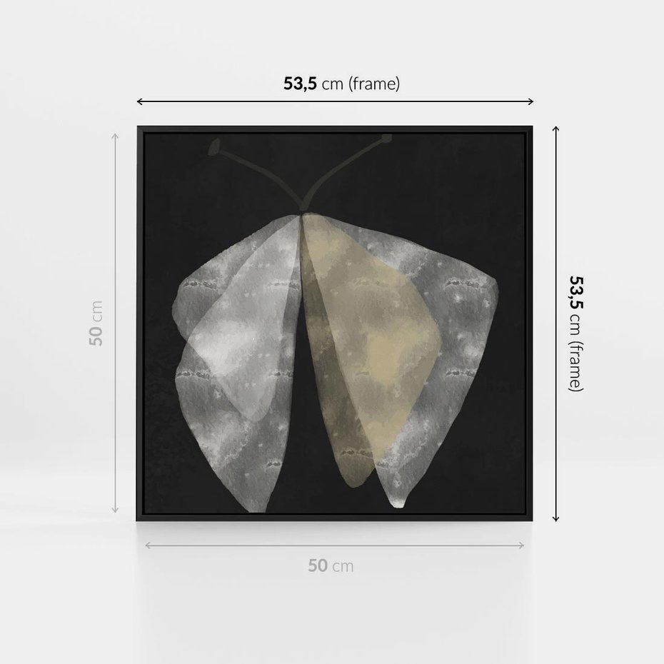 Obraz w ramie 50x50 - Obce Powidoki - abstrakcyjna ćma, mroczna atmosfera - rama czarna