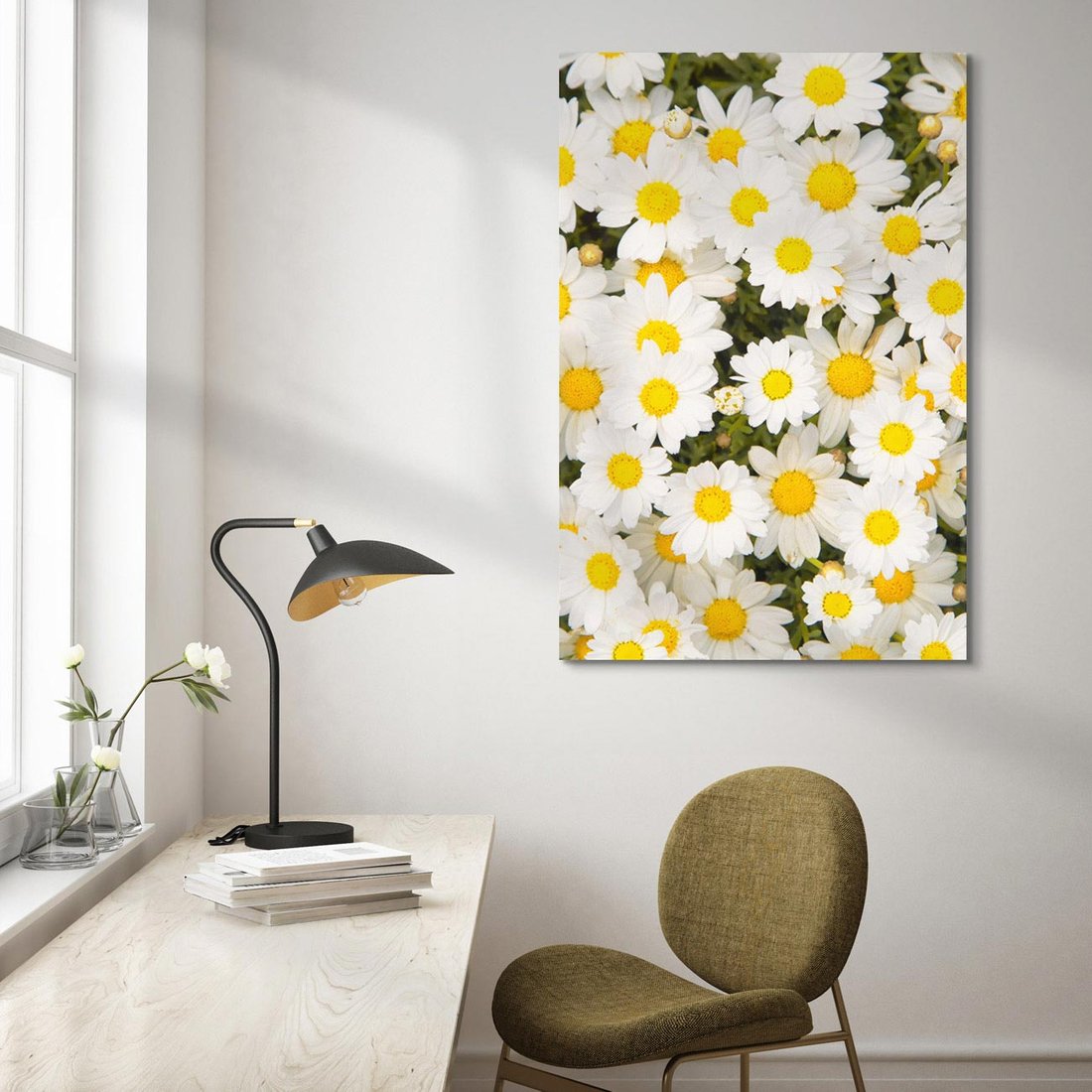 Obraz na płótnie 50x70 - Delikatność Kwiatowej Przyrody - stokrotki, kwiaty