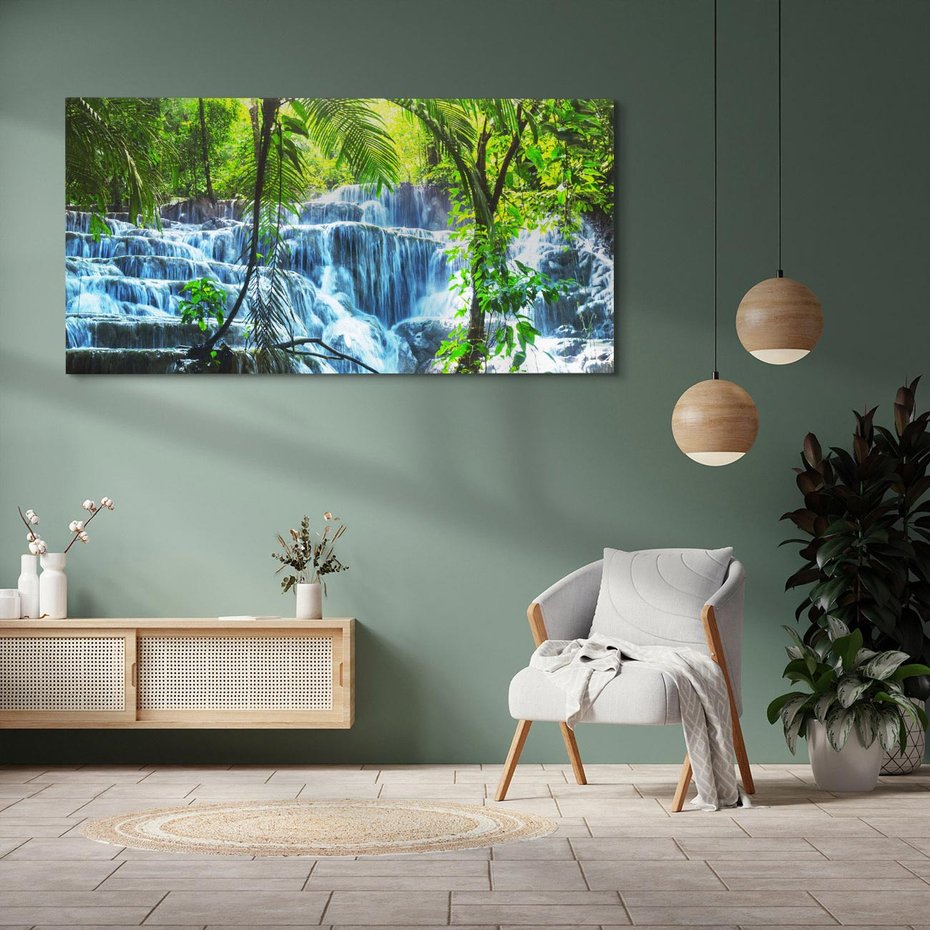 Obraz na płótnie 120x60 - Meksykański wodospad w lesie - wodospad, las