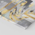 Obraz na płótnie 100x70 - Złote Palmy w Stylu Modern - geometryczne złote linie, szare tło