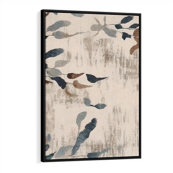 Obraz w ramie 50x70 - Refleksje liściowych barw - abstrakcyjne kształty, przypominają liście - rama czarna