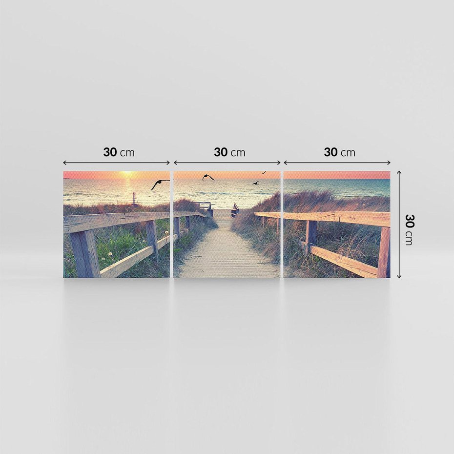 Obraz na płótnie 90x30 - Sielanka nad brzegiem - plaża, pomost