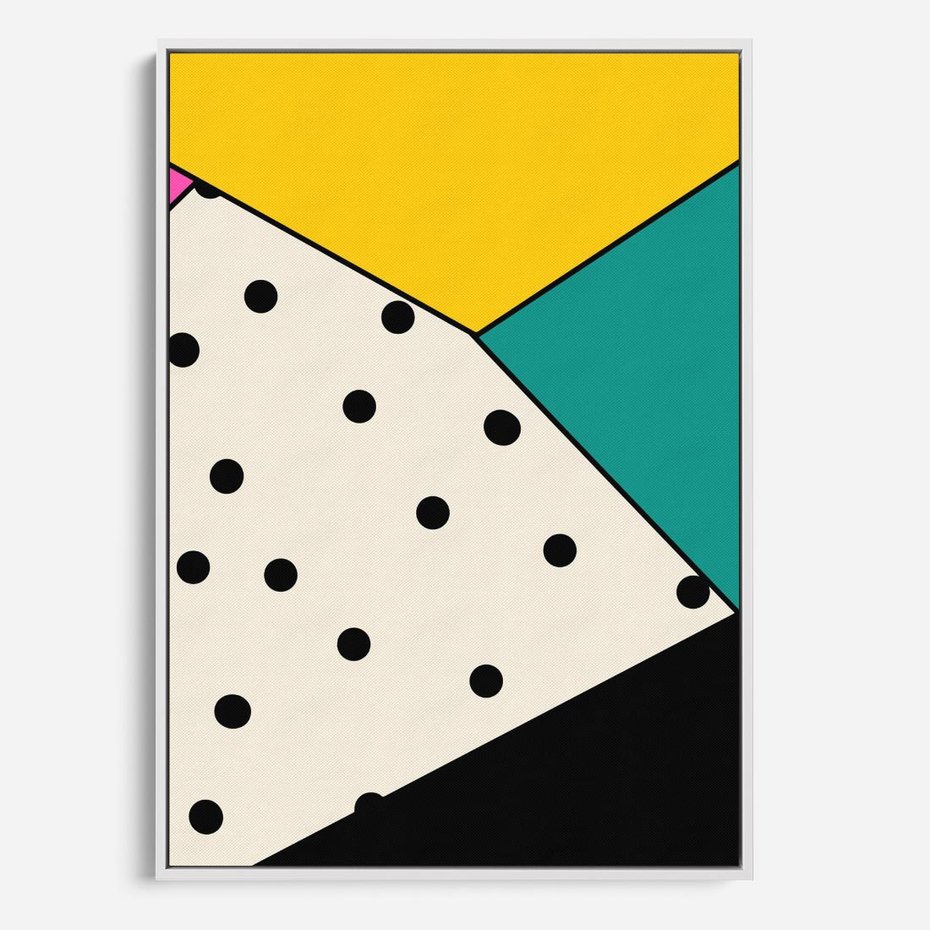 Obraz w ramie 70x100 - Wesołe Geometryczne Kształty - geometryczne kształty, abstrakcja - rama biała