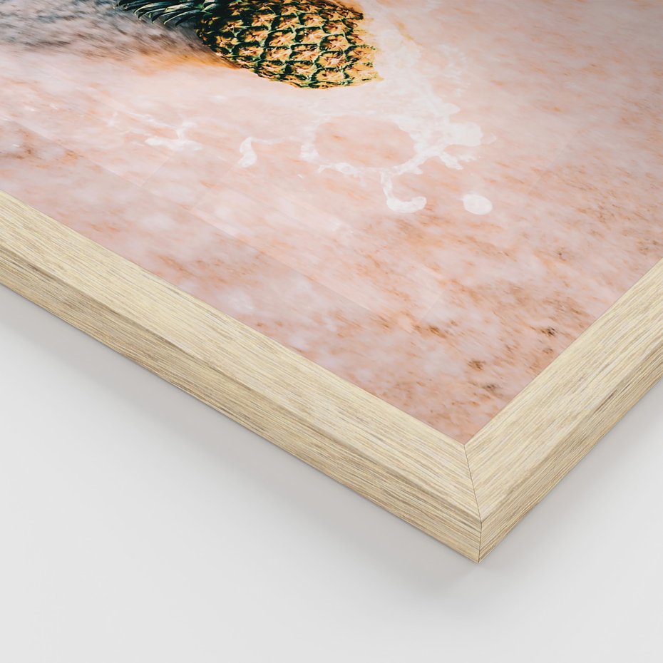 Zestaw obrazy w ramie 50x70 galeria - Plaża, morze, ananas, kokosy, palmy - rama drewno