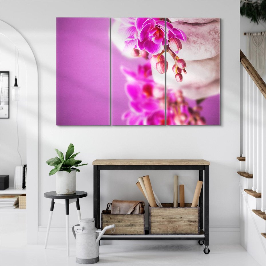 Obraz na płótnie 120x80 - Relaksująca orchidea w spa - spa, orchidea