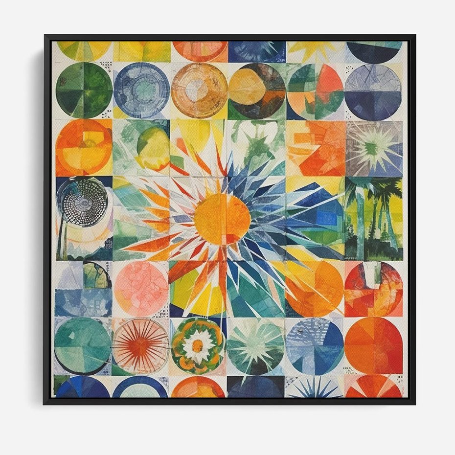 Obraz w ramie 50x50 - Rozkwitające Wzory Abstrakcji - abstrakcyjny obraz, mnogość kolorów - rama czarna