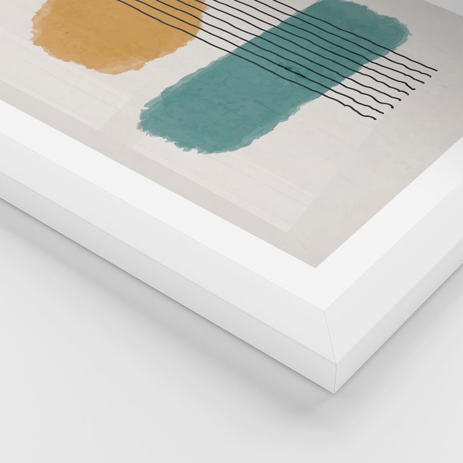 Plakat w ramie 50x70 - Wibracje Barw - abstrakcyjne akwarelowe plamy, nieregularne kreski - rama biała