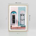 Plakat w ramie 50x70 - Urok Starych Drzwi - stare retro drzwi kamienicy, pastelowe kolory - rama drewno