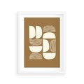 Plakat w ramie 30x40 - Wewnętrzne Spektrum - geometryczne boho kształty na brązowym, karmelowym tle - rama biała