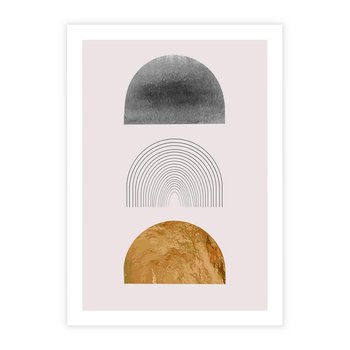 Plakat bez ramy 21x30 - Piękno wGeometrycznych Kształtach i Złocie - nowoczesna geometryczna grafika, złote elementy