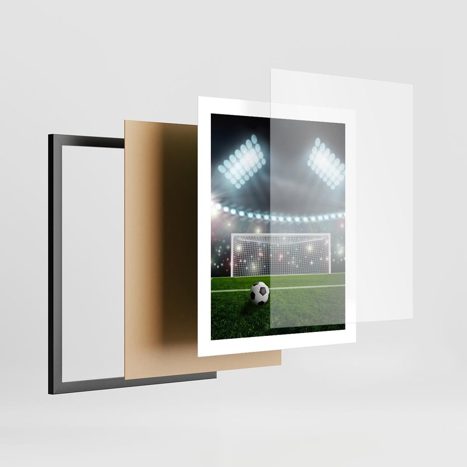 Plakat w ramie 40x50 - Strzał do bramki - piłka, nożna - rama czarna