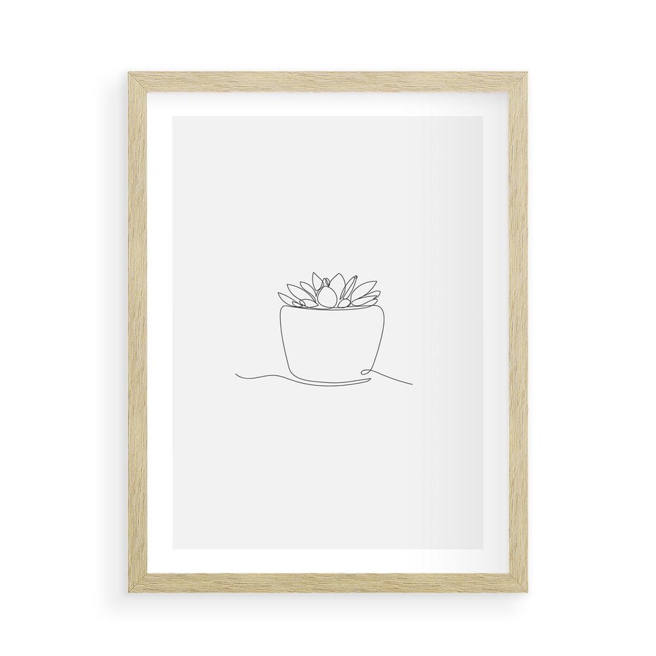 Plakat w ramie 50x70 - Rozkwitające Echa - szkic, minimalizm - rama drewno