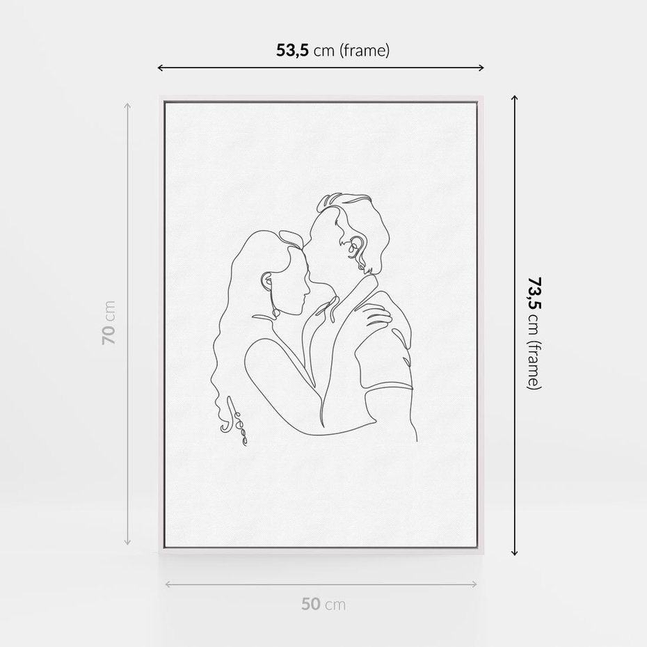 Obraz w ramie 50x70 - Wewnętrzne Emocje - para zakochanych, kobieta i mężczyzna - rama biała