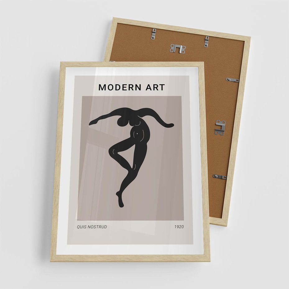 Plakat w ramie 50x70 - Modernistyczna Wizja - plakat modern, czarna postać - rama drewno