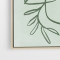 Obraz w ramie 70x100 - Energetyczne Odrodzenie Natury - abstrakcyjne delikatne zielone linie, podobne do gałęzi kwiatów - rama drewno