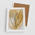 Plakat w ramie 50x70 - Monstera w Złocie - złote liście monstery, grafika - rama biała