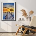 Plakat w ramie 30x40 - Zachód słońca na pomostach - zachód, słońca - rama czarna