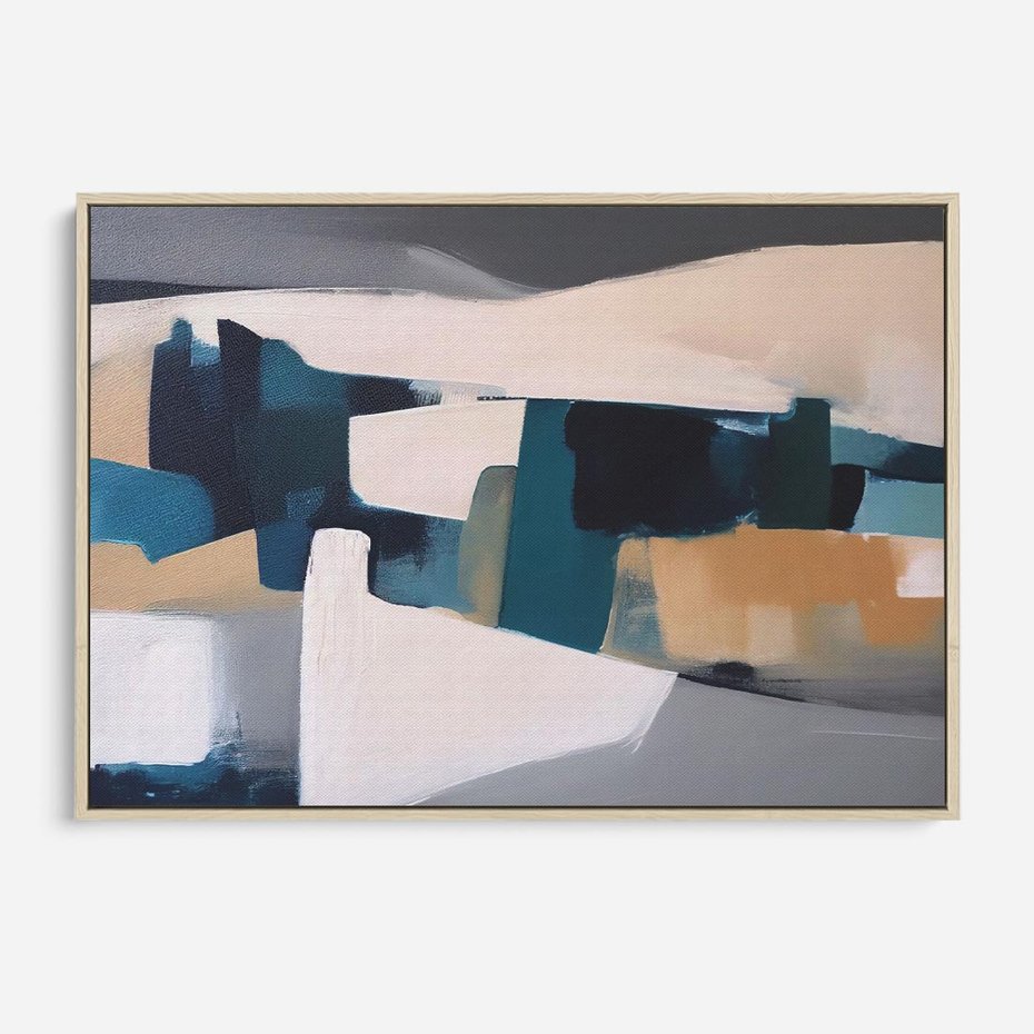 Obraz w ramie 70x50 - Turkusowe Maźnięcia - obraz, abstrakcja - rama drewno