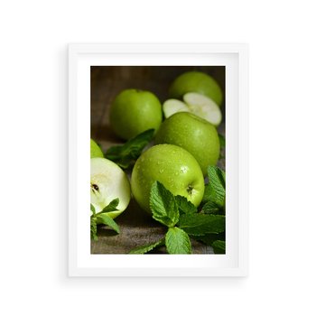 Plakat w ramie 40x50 - Jabłkowa kolorystyka - jabłka, owoce - rama biała