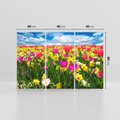Obraz na płótnie 120x80 - tulipany na łące - kwiaty, tulipany