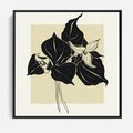 Obraz w ramie 50x50 - Ekspresja w szkicowanych kształtach - kwiaty, typografia - rama czarna