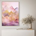 Obraz w ramie 80x120 - Pastelowe Wzgórza - pastelowe, różowe góry - rama drewno