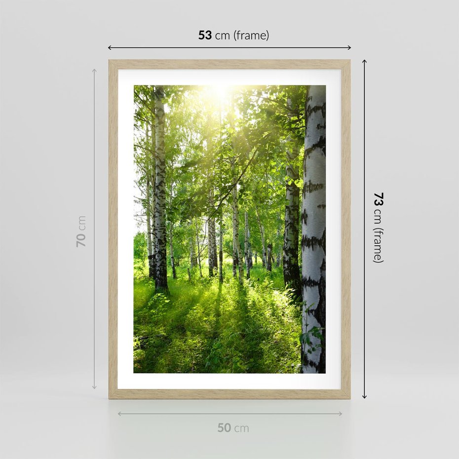 Plakat w ramie 50x70 - Lasowa Księżycowa Noc - las, drzewa - rama drewno