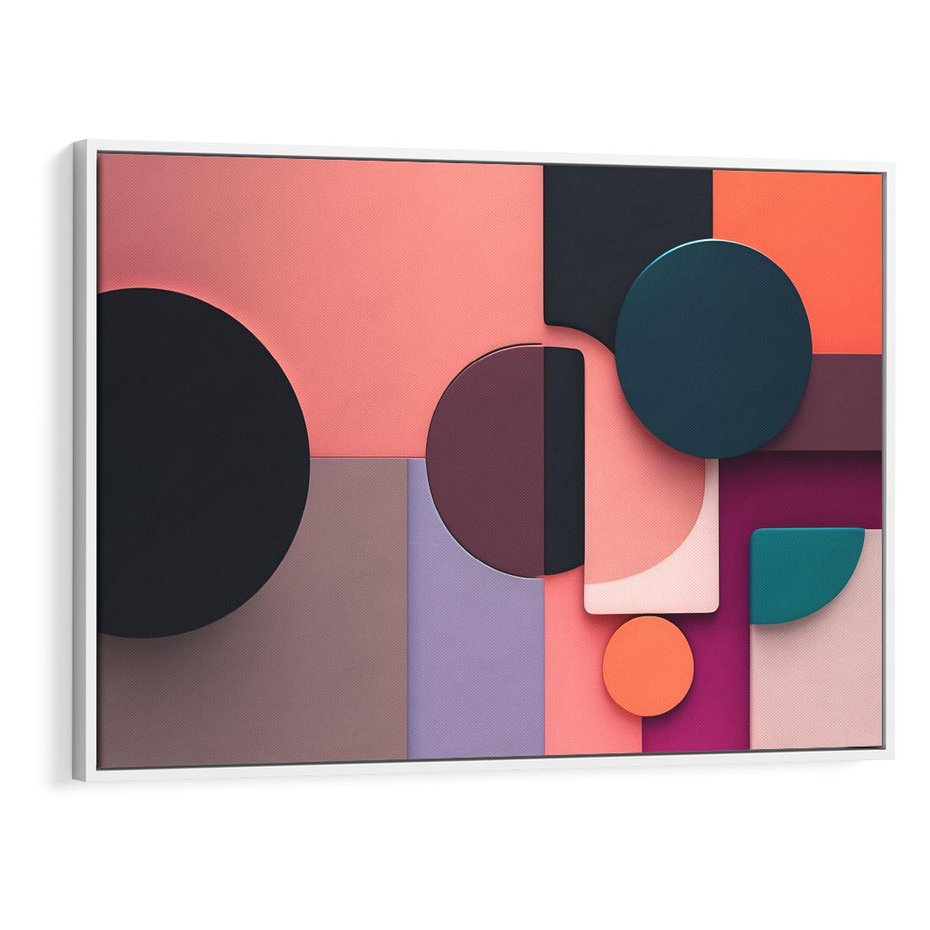 Obraz w ramie 70x50 - Przenikanie przestrzeni czasu - abstrakcja, geometria - rama biała