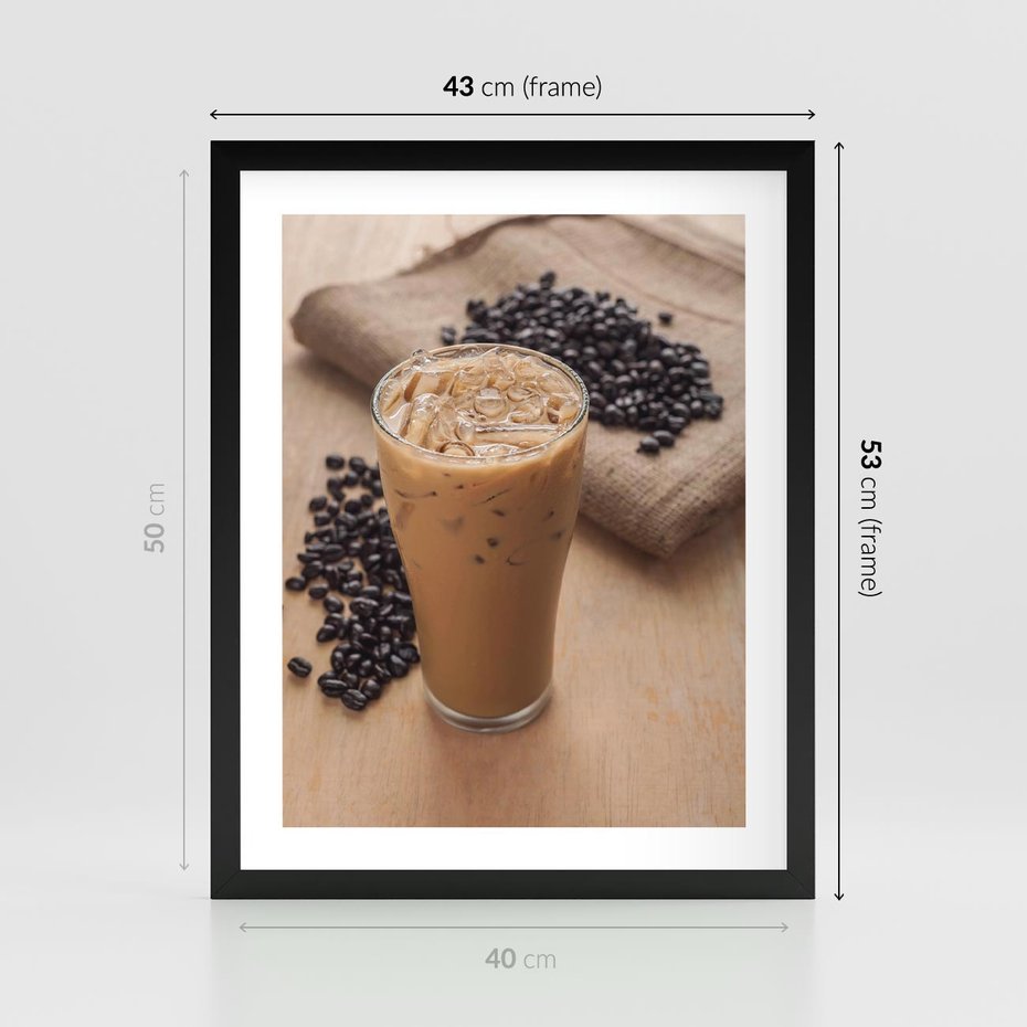 Plakat w ramie 40x50 - Kawa ice coffee: orzeźwiający napój - kawa, ice - rama czarna