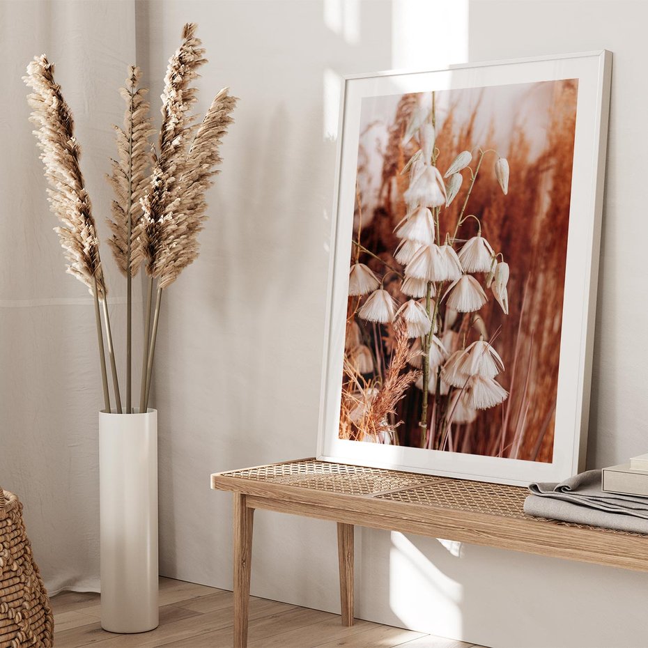 Plakat bez ramy 50x70 - Boho Styl z Suchymi Trawami - suche trawy, bogo styl