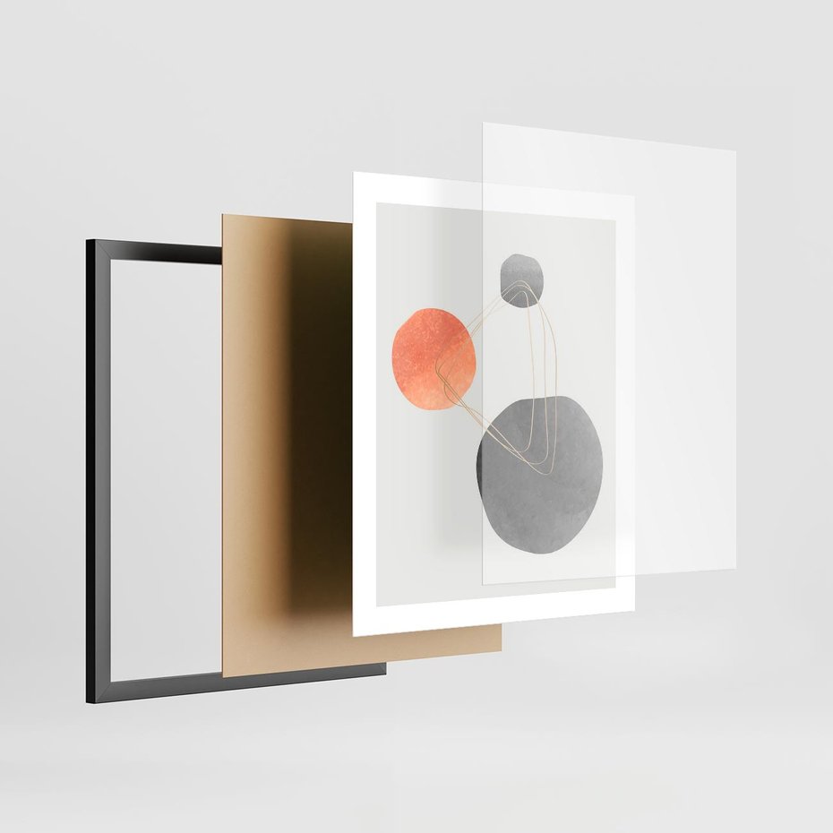 Plakat w ramie 40x50 - Złoty Blask Abstrakcji - abstrakcja, nowoczesny plakat - rama czarna