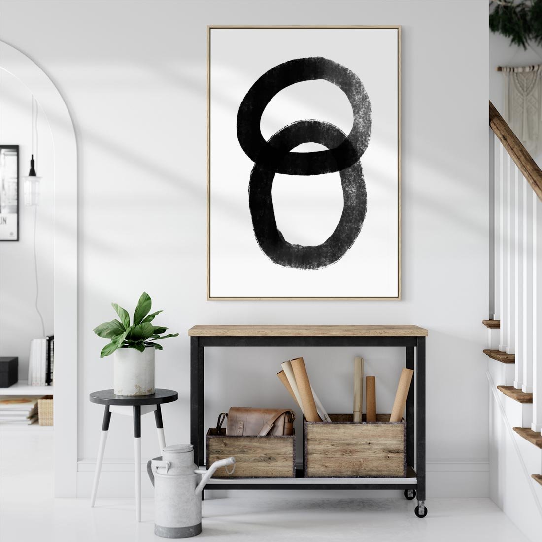 Obraz w ramie 50x70 - Kształtując Granice - abstrakcja, minimalizm - rama drewno