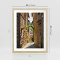 Plakat w ramie 40x50 - Włoska uliczka w perspektywie - Włochy, uliczka - rama drewno