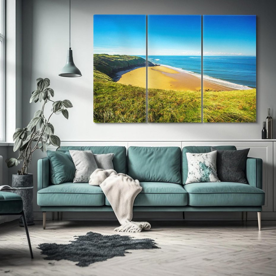 Obraz na płótnie 120x80 - Morze na Plaży - Błękitne Rajskie Zakątki - morze, plaża