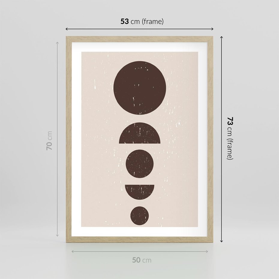 Plakat w ramie 50x70 - Migocące Granice - mid century styl, nowoczesna grafika - rama drewno