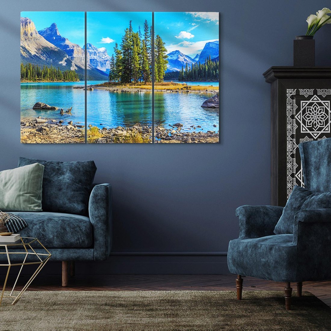 Obraz na płótnie 120x80 - spotkanie natury - góry, jezioro