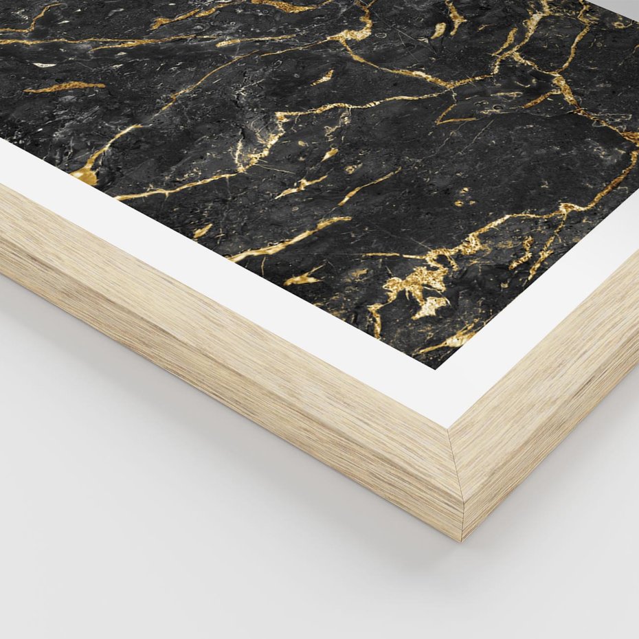 Plakat w ramie 40x50 - Egzotyczny Blask - marmur, złoto - rama drewno