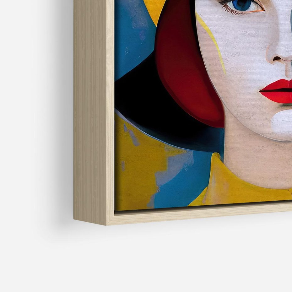 Obraz w ramie 50x50 - Kształtujące Widzenia - abstrakcyjny obraz olejny, portret twarzy kobiety - rama drewno