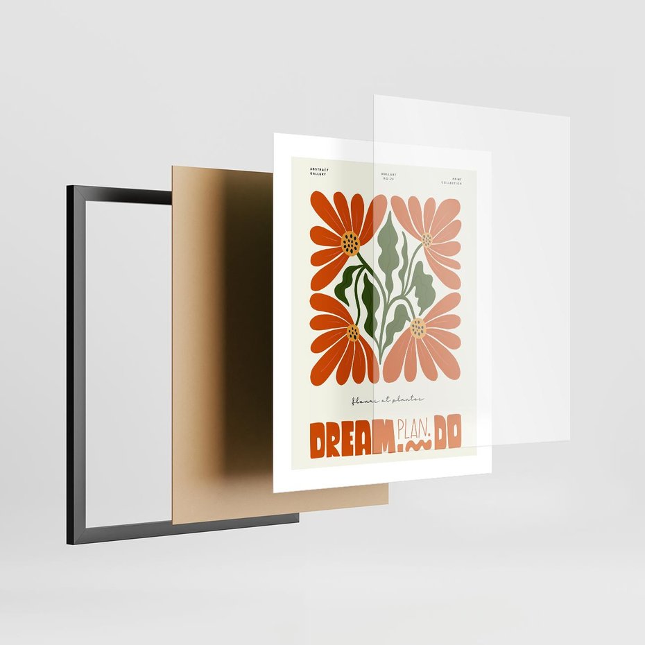 Plakat w ramie 40x50 - Księga Abstrakcji - sztuka nowoczesna, kolorowe kwiaty - rama czarna