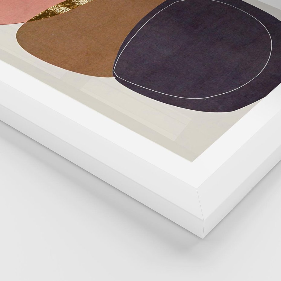 Plakat w ramie 40x50 - Rozkwitające Przenikające Formy - abstrakcyjny obraz, geometryczne formy - rama biała