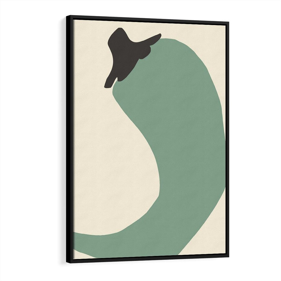 Obraz w ramie 70x100 - Granice Akwareli - abstrakcyjny minimalistyczny obraz, zielona papryczka - rama czarna