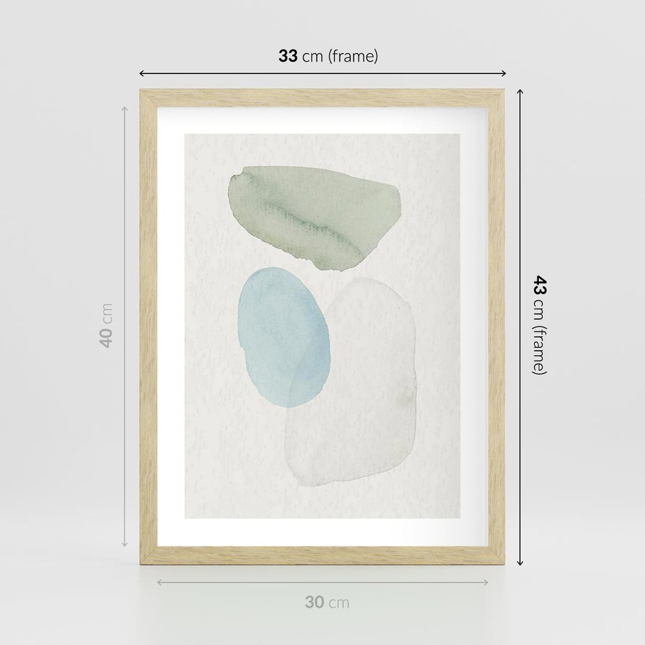 Plakat w ramie 30x40 - Akwarelowa Symfonia Natury - abstrakcyjne delikatne plamy, akwarelowe - rama drewno