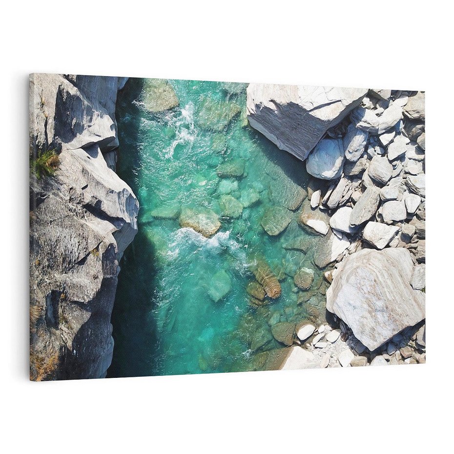 Obraz na płótnie 100x70 - Spotkanie natury i siły - rzeka, skały